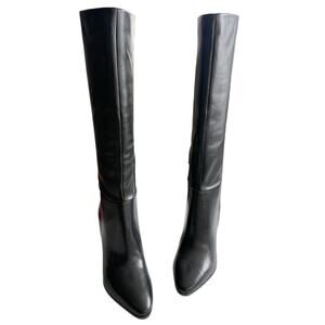 Calvin Klein Women's Dawna Black Leather Tall Knee High Boots SZ/5-4
